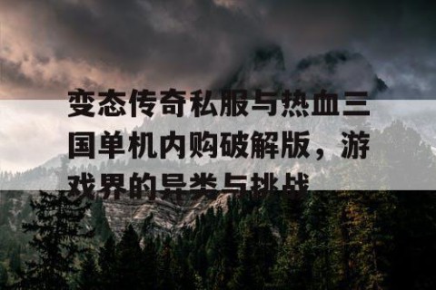 变态传奇私服与热血三国单机内购破解版,游戏界的异类与挑战