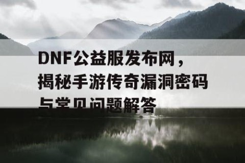 DNF公益服发布网，揭秘手游传奇漏洞密码与常见问题解答