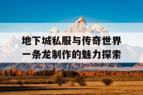 地下城私服与传奇世界一条龙制作的魅力探索
