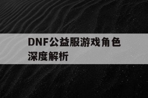 DNF公益服游戏角色深度解析