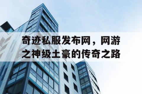 奇迹私服发布网，网游之神级土豪的传奇之路