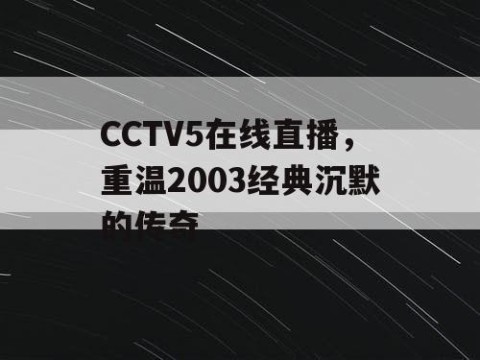 CCTV5在线直播，重温2003经典沉默的传奇
