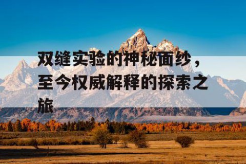 双缝实验的神秘面纱，至今权威解释的探索之旅