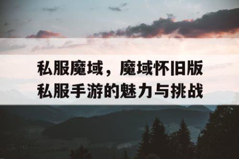 私服魔域，魔域怀旧版私服手游的魅力与挑战