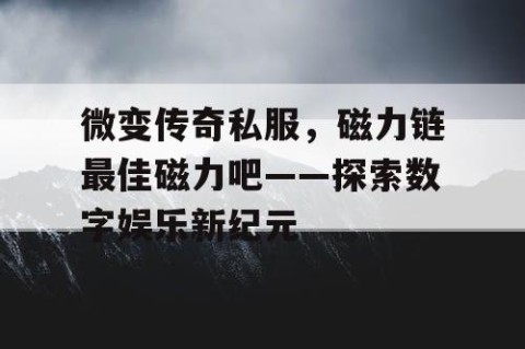 微变传奇私服，磁力链最佳磁力吧——探索数字娱乐新纪元