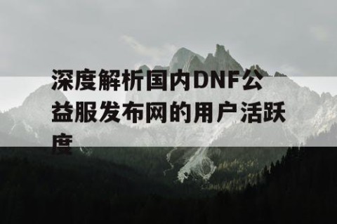 深度解析国内DNF公益服发布网的用户活跃度