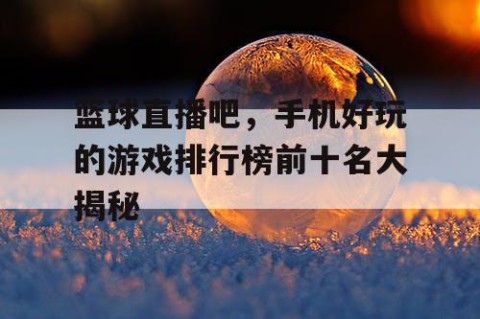 篮球直播吧，手机好玩的游戏排行榜前十名大揭秘