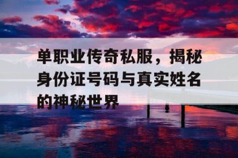单职业传奇私服,揭秘身份证号码与真实姓名的神秘世界