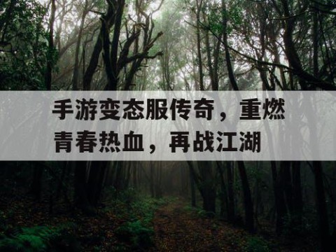手游变态服传奇，重燃青春热血，再战江湖