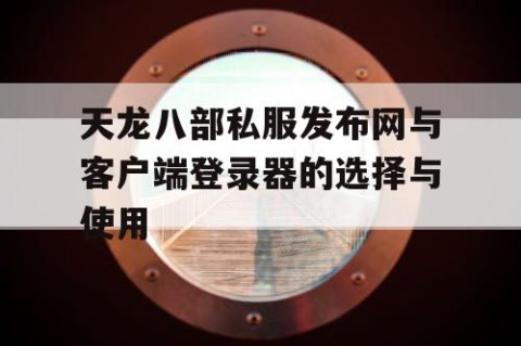 天龙八部私服发布网与客户端登录器的选择与使用