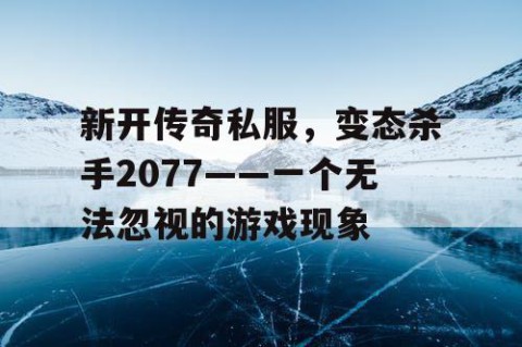 新开传奇私服,变态杀手2077——一个无法忽视的游戏现象