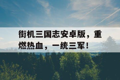 街机三国志安卓版，重燃热血，一统三军！