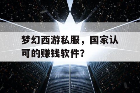 梦幻西游私服，国家认可的赚钱软件？