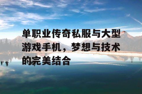 单职业传奇私服与大型游戏手机，梦想与技术的完美结合