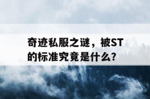 奇迹私服之谜，被ST的标准究竟是什么？