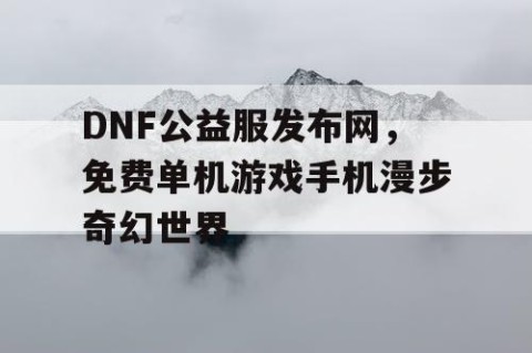 DNF公益服发布网，免费单机游戏手机漫步奇幻世界