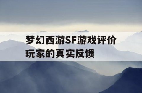 梦幻西游SF游戏评价玩家的真实反馈