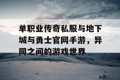 单职业传奇私服与地下城与勇士官网手游,异同之间的游戏世界