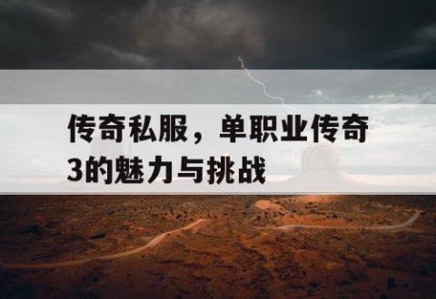 传奇私服,单职业传奇3的魅力与挑战