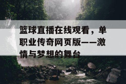 篮球直播在线观看，单职业传奇网页版——激情与梦想的舞台