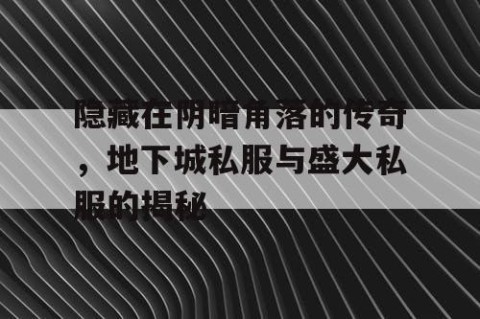 隐藏在阴暗角落的传奇，地下城私服与盛大私服的揭秘