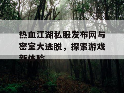 热血江湖私服发布网与密室大逃脱，探索游戏新体验