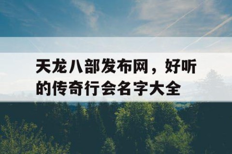 天龙八部发布网，好听的传奇行会名字大全