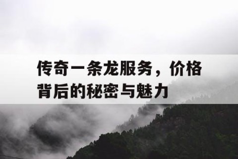 传奇一条龙服务，价格背后的秘密与魅力