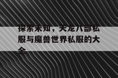 探索未知，天龙八部私服与魔兽世界私服的大全