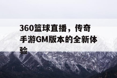 360篮球直播，传奇手游GM版本的全新体验