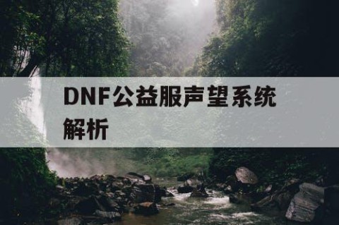 DNF公益服声望系统解析