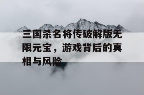 三国杀名将传破解版无限元宝，游戏背后的真相与风险