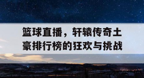 篮球直播,轩辕传奇土豪排行榜的狂欢与挑战
