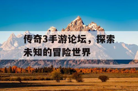 传奇3手游论坛，探索未知的冒险世界