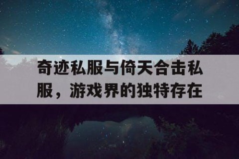 奇迹私服与倚天合击私服，游戏界的独特存在