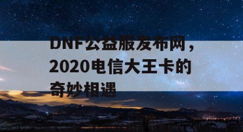 DNF公益服发布网，2020电信大王卡的奇妙相遇