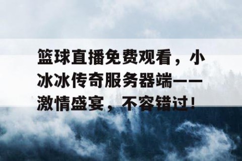篮球直播免费观看，小冰冰传奇服务器端——激情盛宴，不容错过！