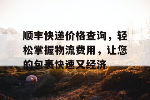 顺丰快递价格查询，轻松掌握物流费用，让您的包裹快速又经济