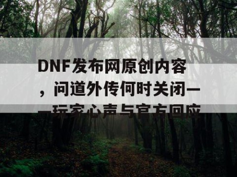 DNF发布网原创内容，问道外传何时关闭——玩家心声与官方回应