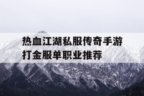 热血江湖私服传奇手游打金服单职业推荐