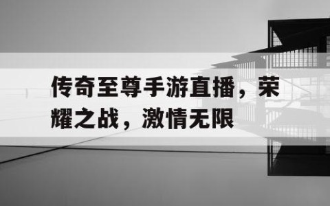 传奇至尊手游直播，荣耀之战，激情无限