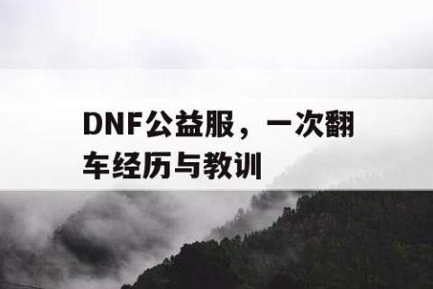 DNF公益服，一次翻车经历与教训