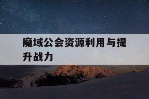 魔域公会资源利用与提升战力