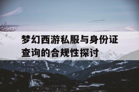 梦幻西游私服与身份证查询的合规性探讨
