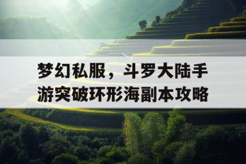 梦幻私服，斗罗大陆手游突破环形海副本攻略