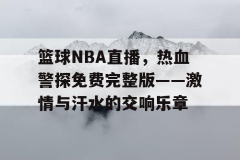 篮球NBA直播，热血警探免费完整版——激情与汗水的交响乐章