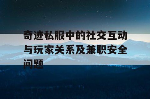 奇迹私服中的社交互动与玩家关系及兼职安全问题