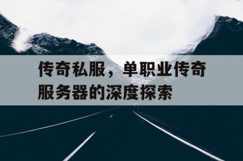 传奇私服，单职业传奇服务器的深度探索