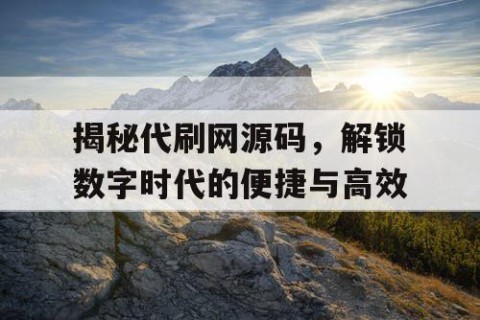 揭秘代刷网源码，解锁数字时代的便捷与高效