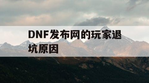 DNF发布网的玩家退坑原因